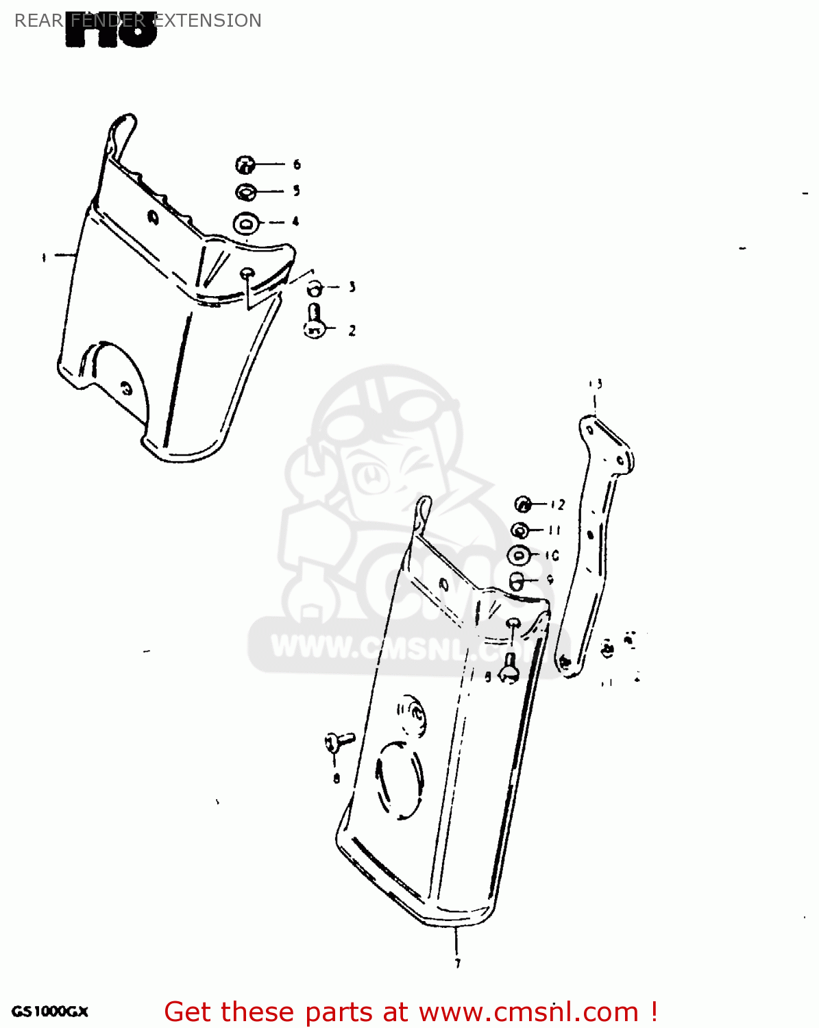 REAR FENDER EXTENSION GS1000G 1981 (X) GENERAL EXPORT (E01)
