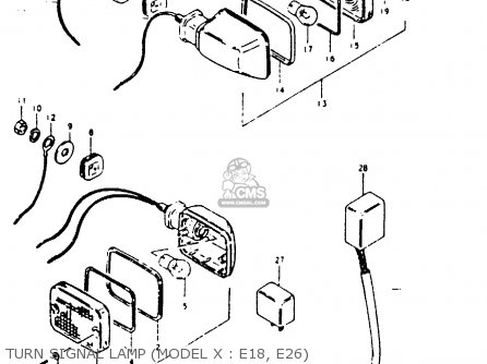 TURN SIGNAL LAMP (MODEL X : E18, E26) - GS1000G 1981 (X) GENERAL EXPORT (E01)