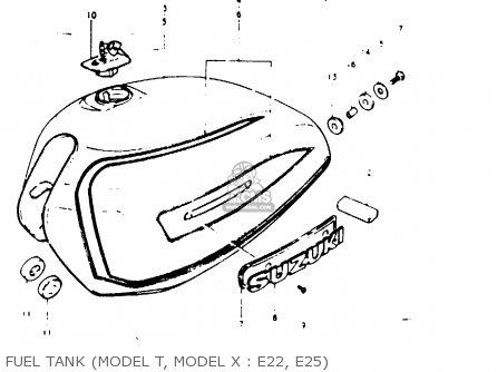 FUEL TANK (MODEL T, MODEL X : E22, E25) - GS1000G 1981 (X) GENERAL EXPORT (E01)