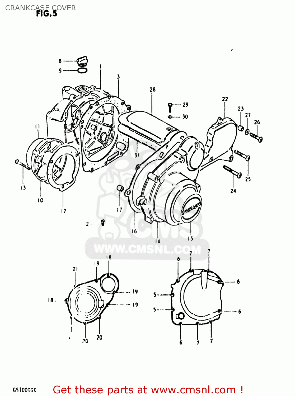 CRANKCASE COVER GS1000G 1981 (X) USA (E03)