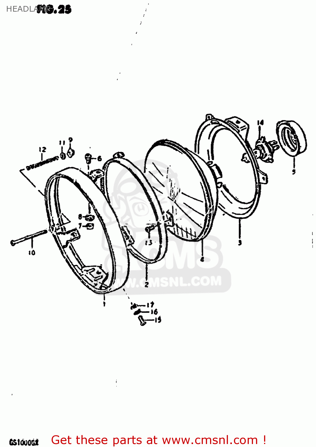 HEADLAMP GS1000G 1981 (X) USA (E03)