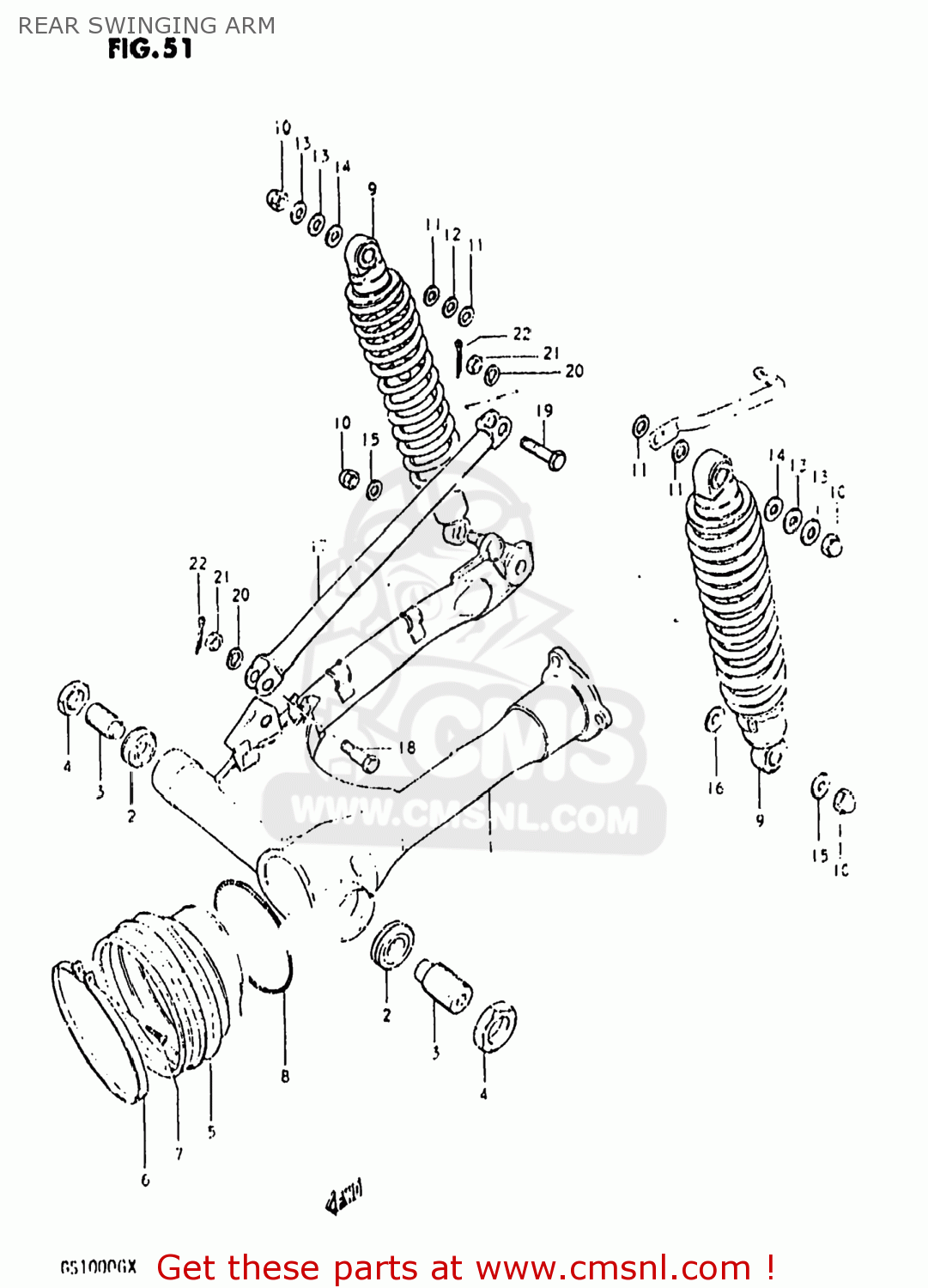 REAR SWINGING ARM GS1000G 1981 (X) USA (E03)