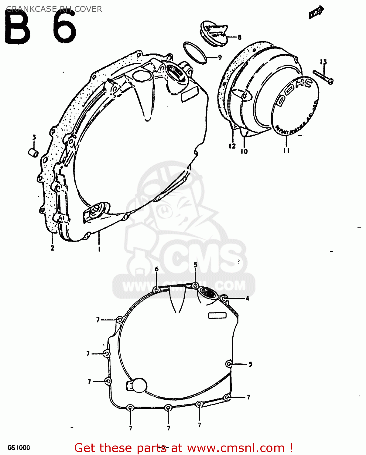CRANKCASE RH COVER GS1000H 1978 (C) GENERAL EXPORT (E01)