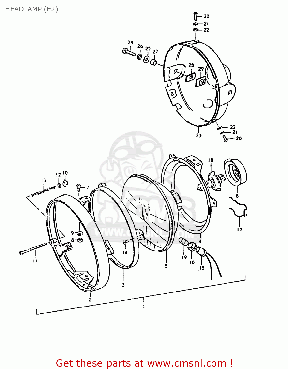 HEADLAMP (E2) GS1000H 1980 (T) (E01 E02 E04 E17 E18 E21 E22 E24 E34)