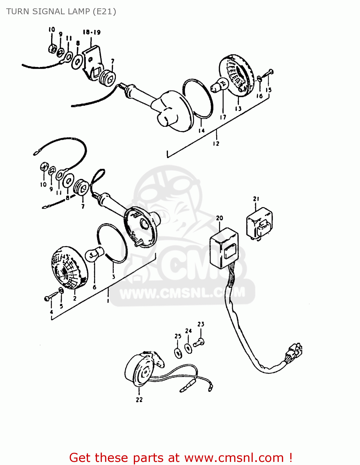 TURN SIGNAL LAMP (E21) GS1000H 1980 (T) (E01 E02 E04 E17 E18 E21 E22 E24 E34)