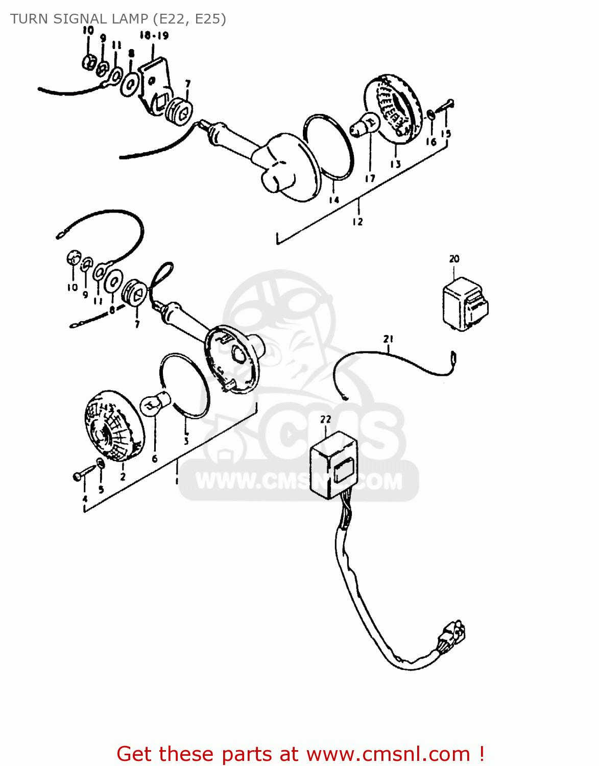 TURN SIGNAL LAMP (E22, E25) GS1000H 1980 (T) (E01 E02 E04 E17 E18 E21 E22 E24 E34)