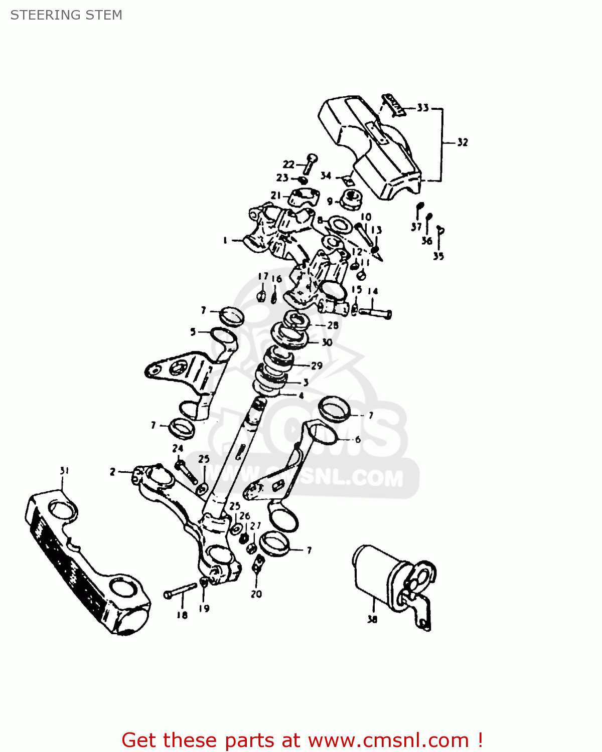 STEERING STEM GS1000H 1980 (T) (E01 E02 E04 E17 E18 E21 E22 E24 E34)