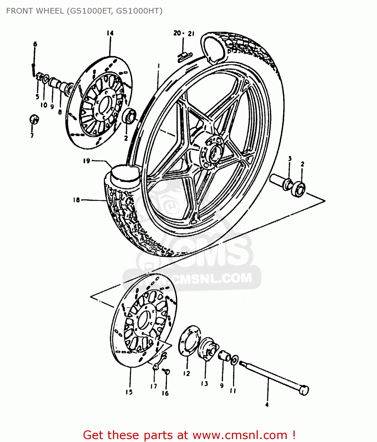 FRONT WHEEL (GS1000ET, GS1000HT) GS1000H 1980 (T) (E01 E02 E04 E17 E18 E21 E22 E24 E34)