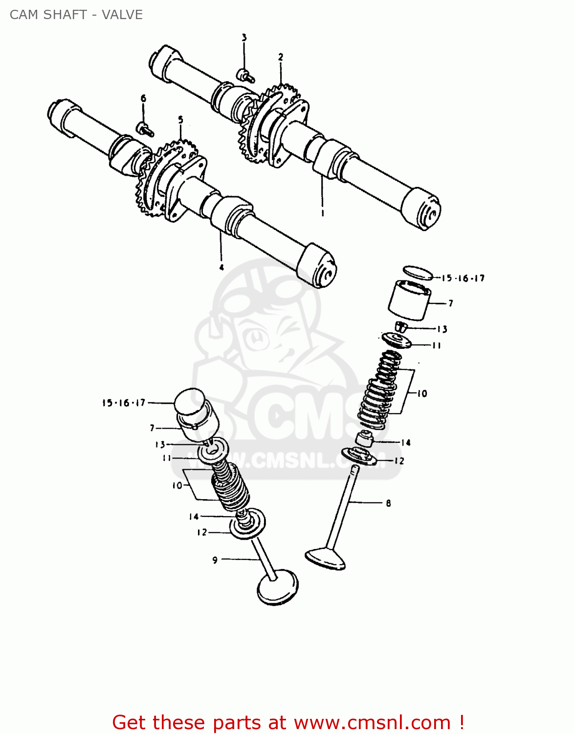 CAM SHAFT - VALVE GS1000H 1980 (T) (E01 E02 E04 E17 E18 E21 E22 E24 E34)