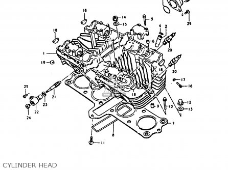 CYLINDER HEAD - GS1000H 1980 (T) (E01 E02 E04 E17 E18 E21 E22 E24 E34)