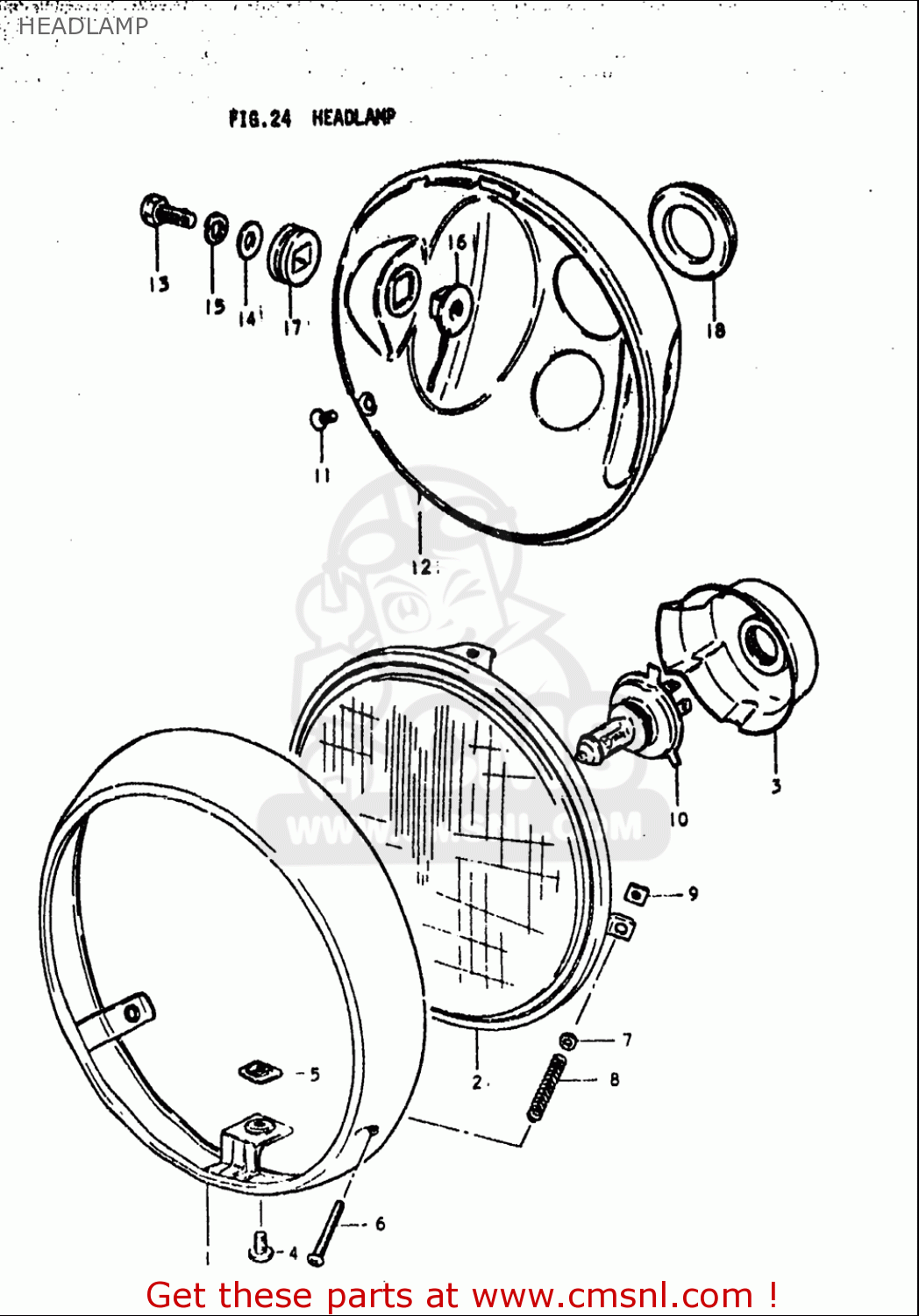 HEADLAMP GS1000L 1979 (N) USA (E03)