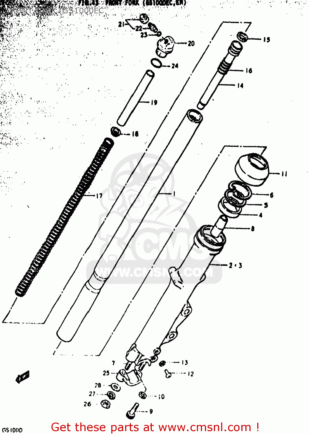 FRONT FORK (GS1000EC GS1000N 1978 (C) USA (E03)