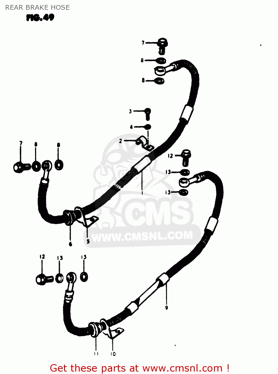REAR BRAKE HOSE GS1000S 1980 (T) USA (E03)