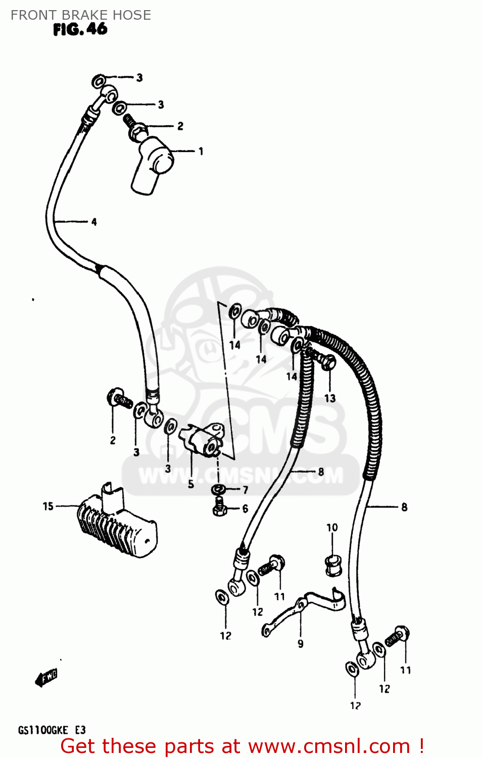 FRONT BRAKE HOSE GS1100 1984 (E) USA (E03)