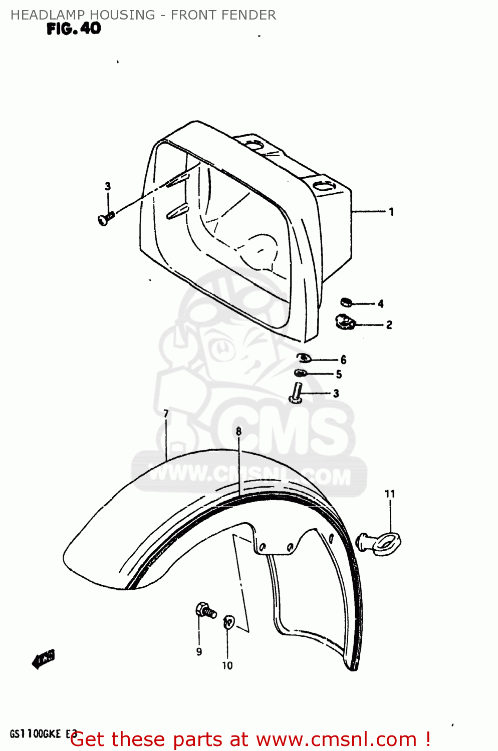 HEADLAMP HOUSING - FRONT FENDER GS1100 1984 (E) USA (E03)