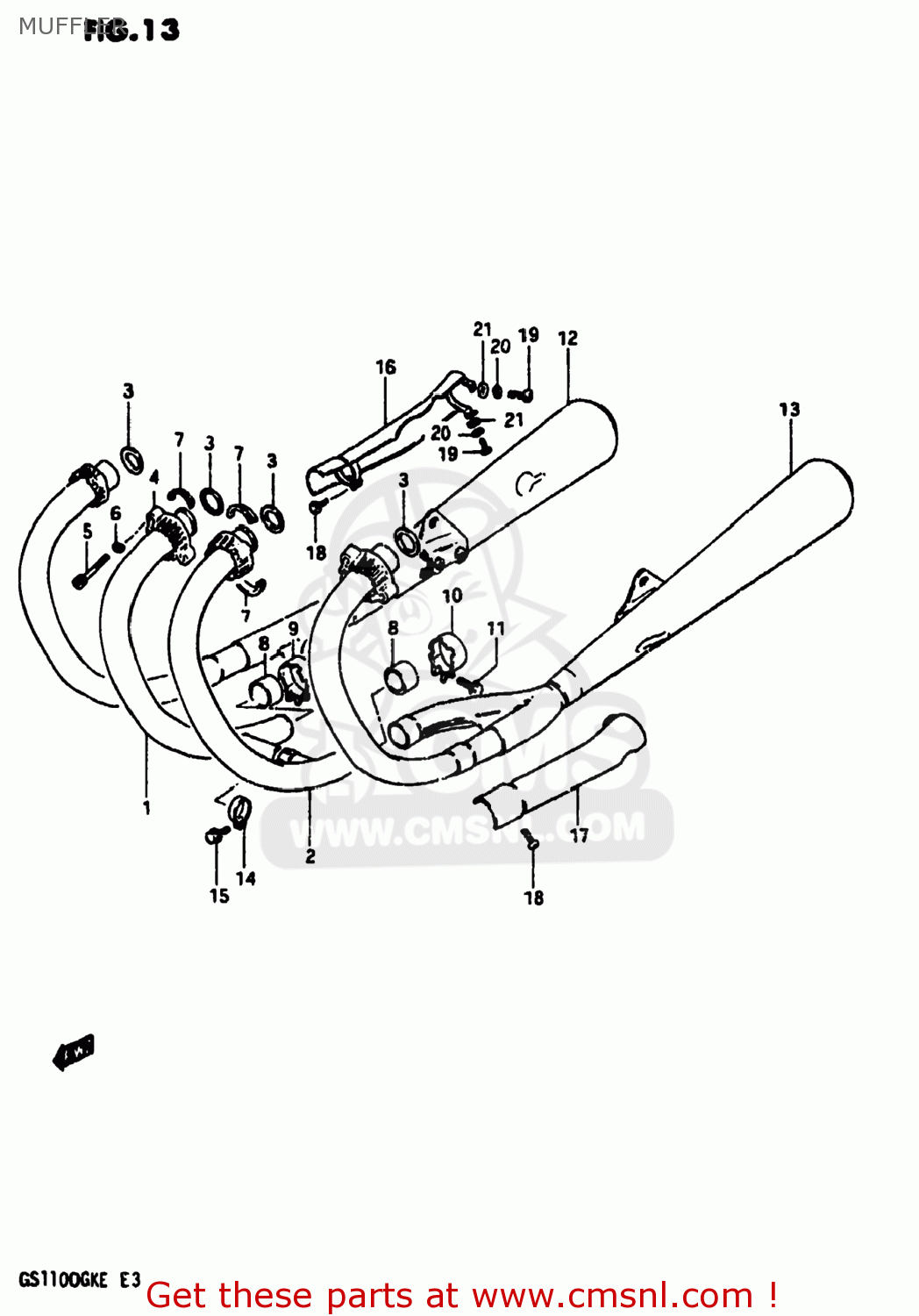 MUFFLER GS1100 1984 (E) USA (E03)