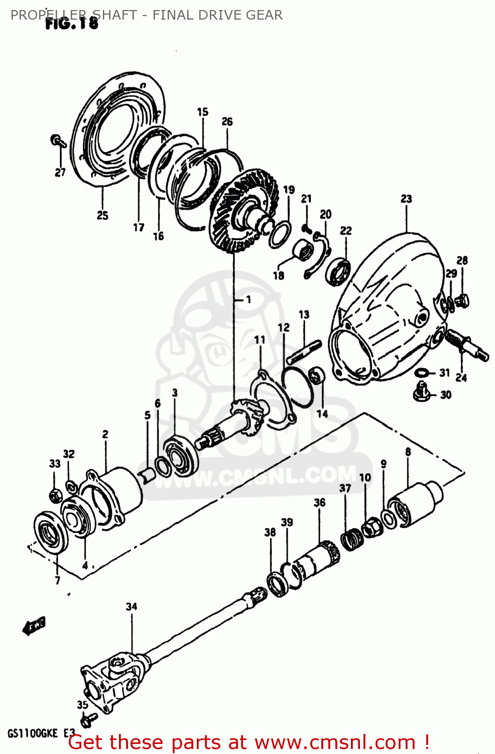 PROPELLER SHAFT - FINAL DRIVE GEAR GS1100 1984 (E) USA (E03)