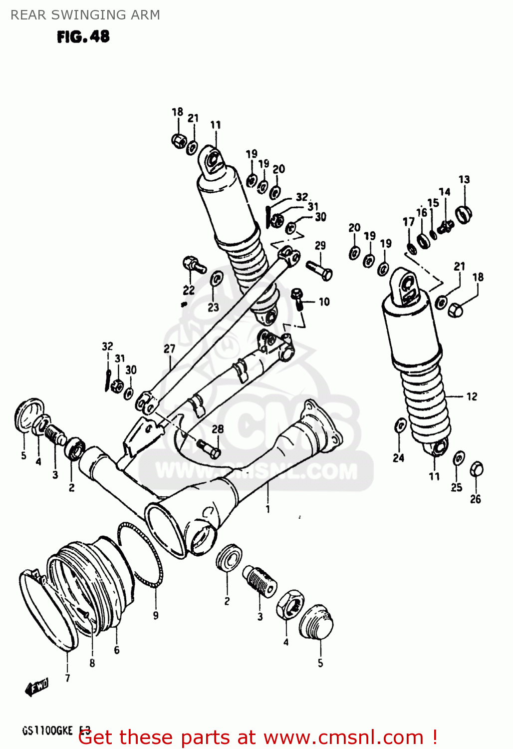 REAR SWINGING ARM GS1100 1984 (E) USA (E03)