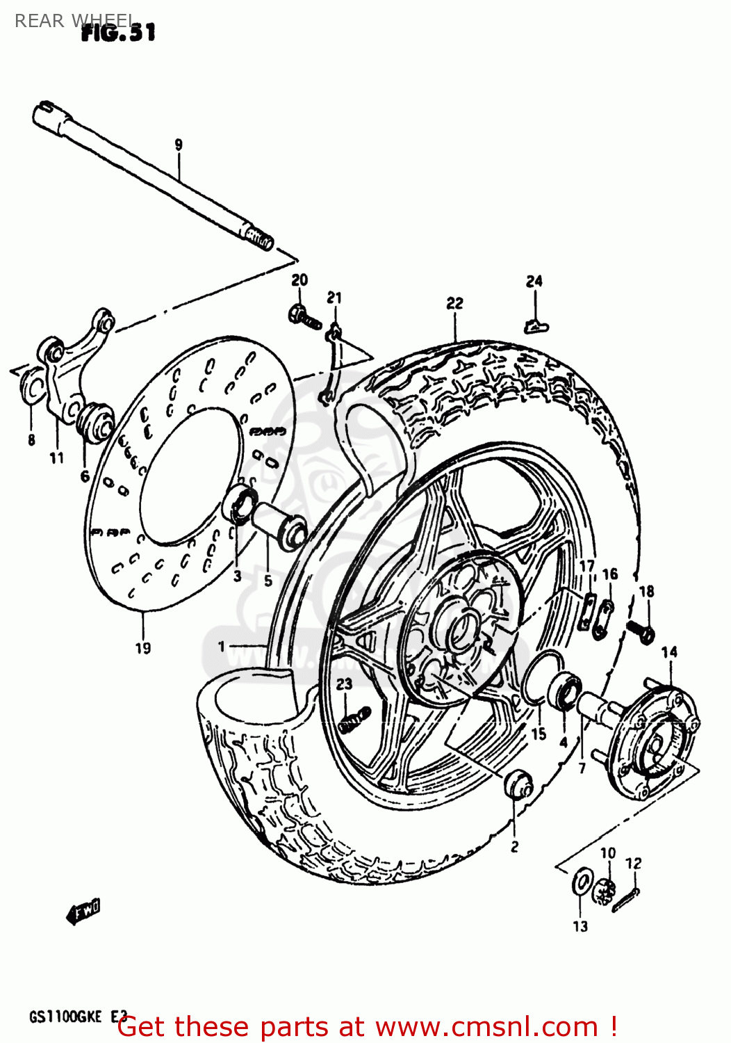 REAR WHEEL GS1100 1984 (E) USA (E03)