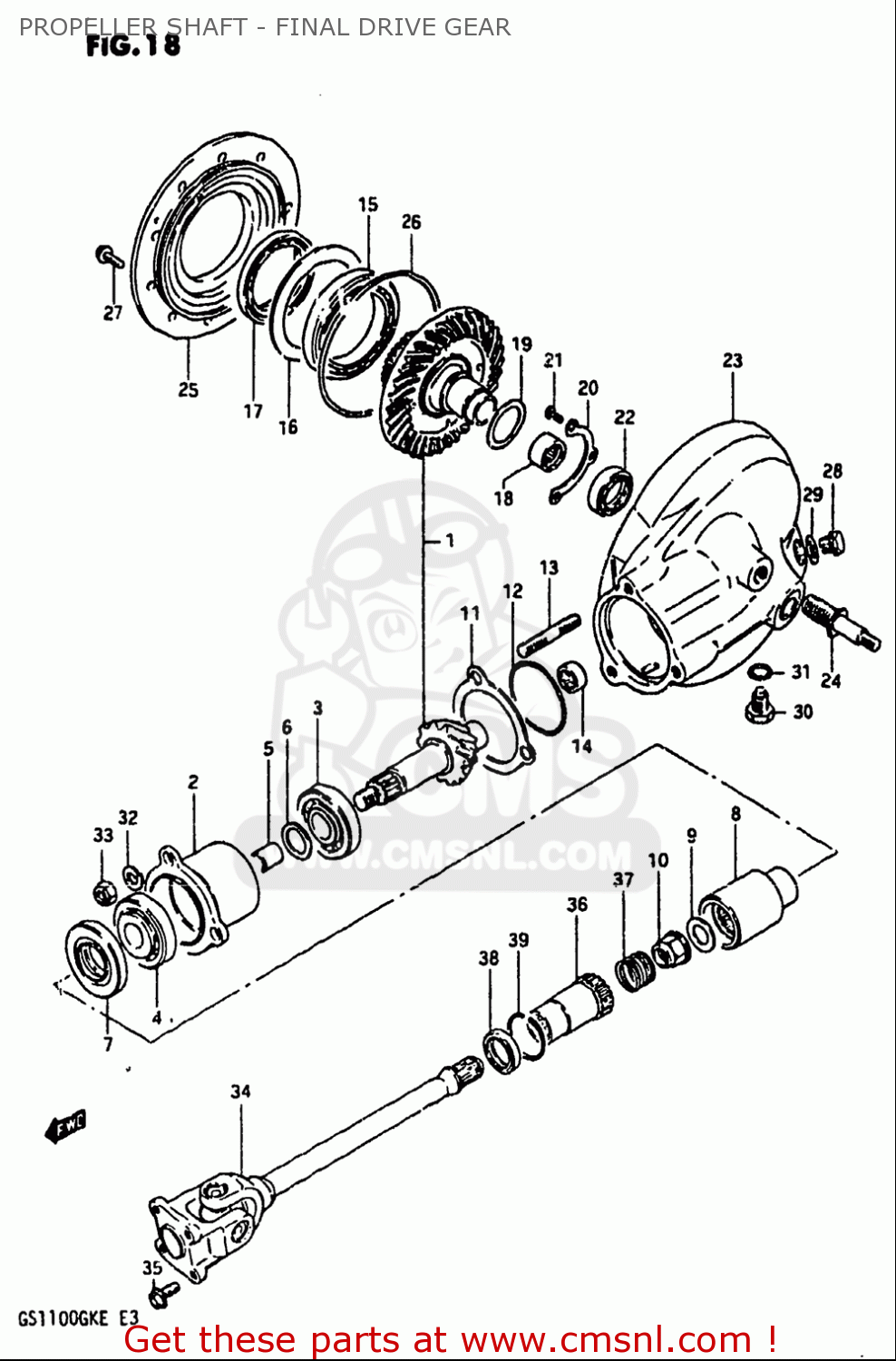 PROPELLER SHAFT - FINAL DRIVE GEAR GS1100 1984 (E) USA (E03)