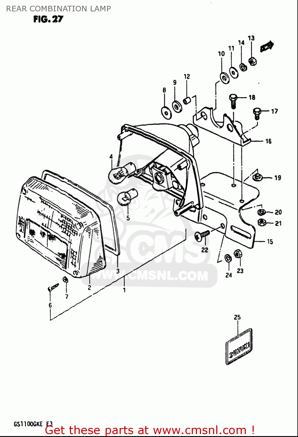 REAR COMBINATION LAMP GS1100 1984 (E) USA (E03)