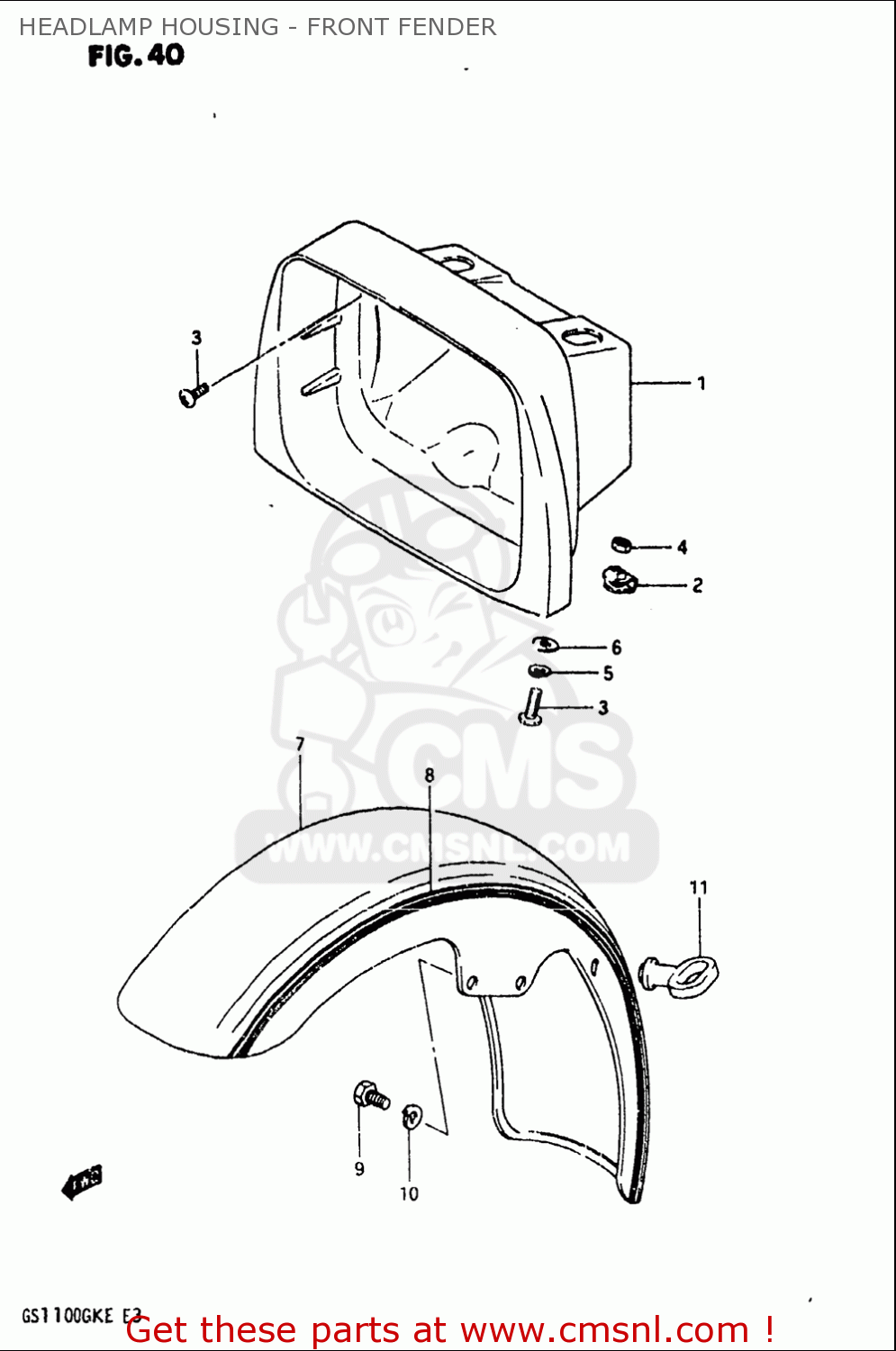 HEADLAMP HOUSING - FRONT FENDER GS1100 1984 (E) USA (E03)
