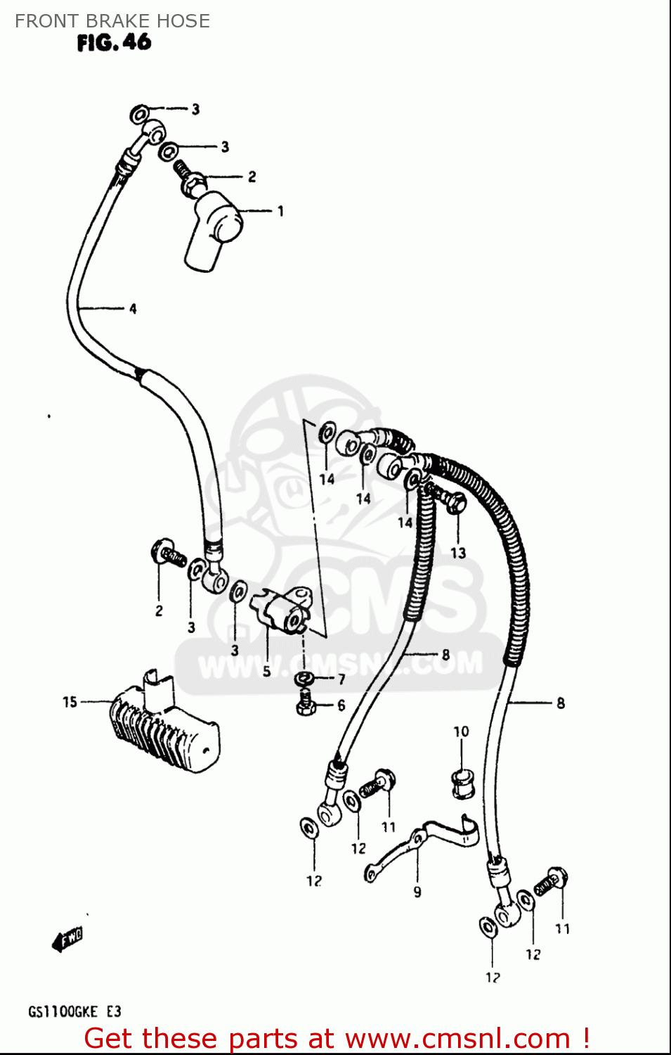 FRONT BRAKE HOSE GS1100 1984 (E) USA (E03)