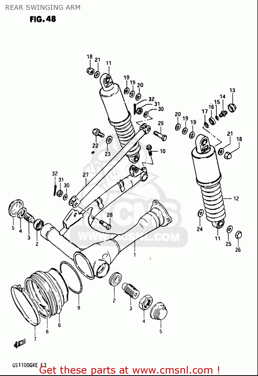 REAR SWINGING ARM GS1100 1984 (E) USA (E03)