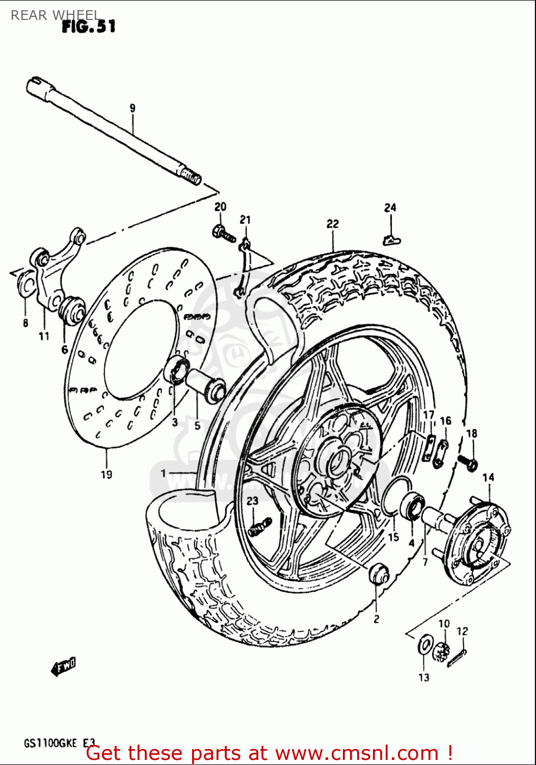 REAR WHEEL GS1100 1984 (E) USA (E03)