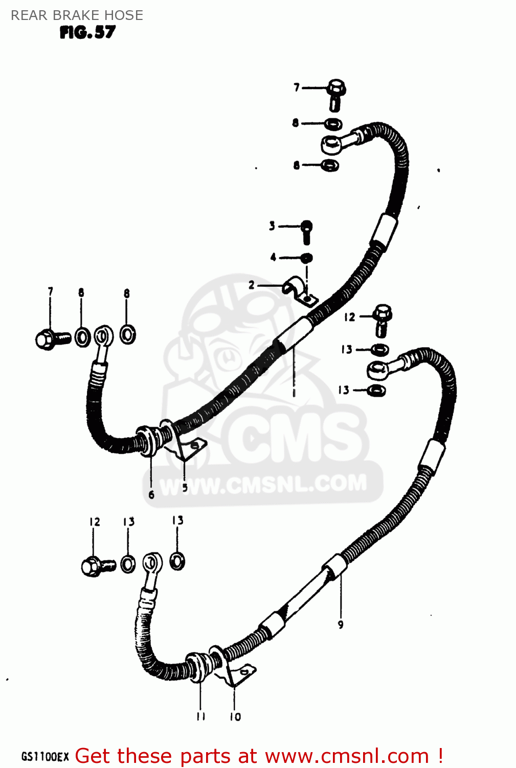 REAR BRAKE HOSE GS1100E 1980 (T) USA (E03)