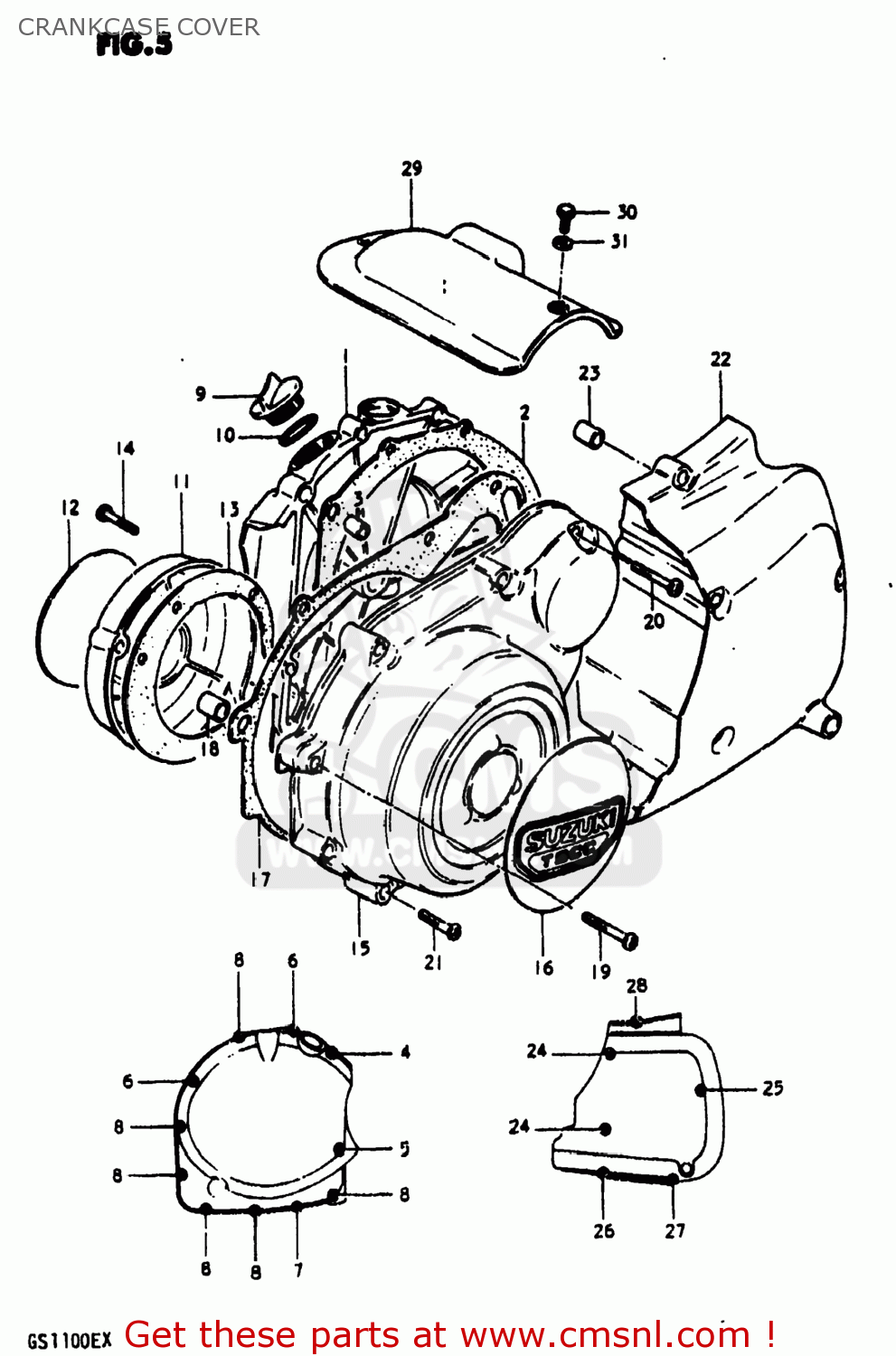 CRANKCASE COVER GS1100E 1981 (X) USA (E03)