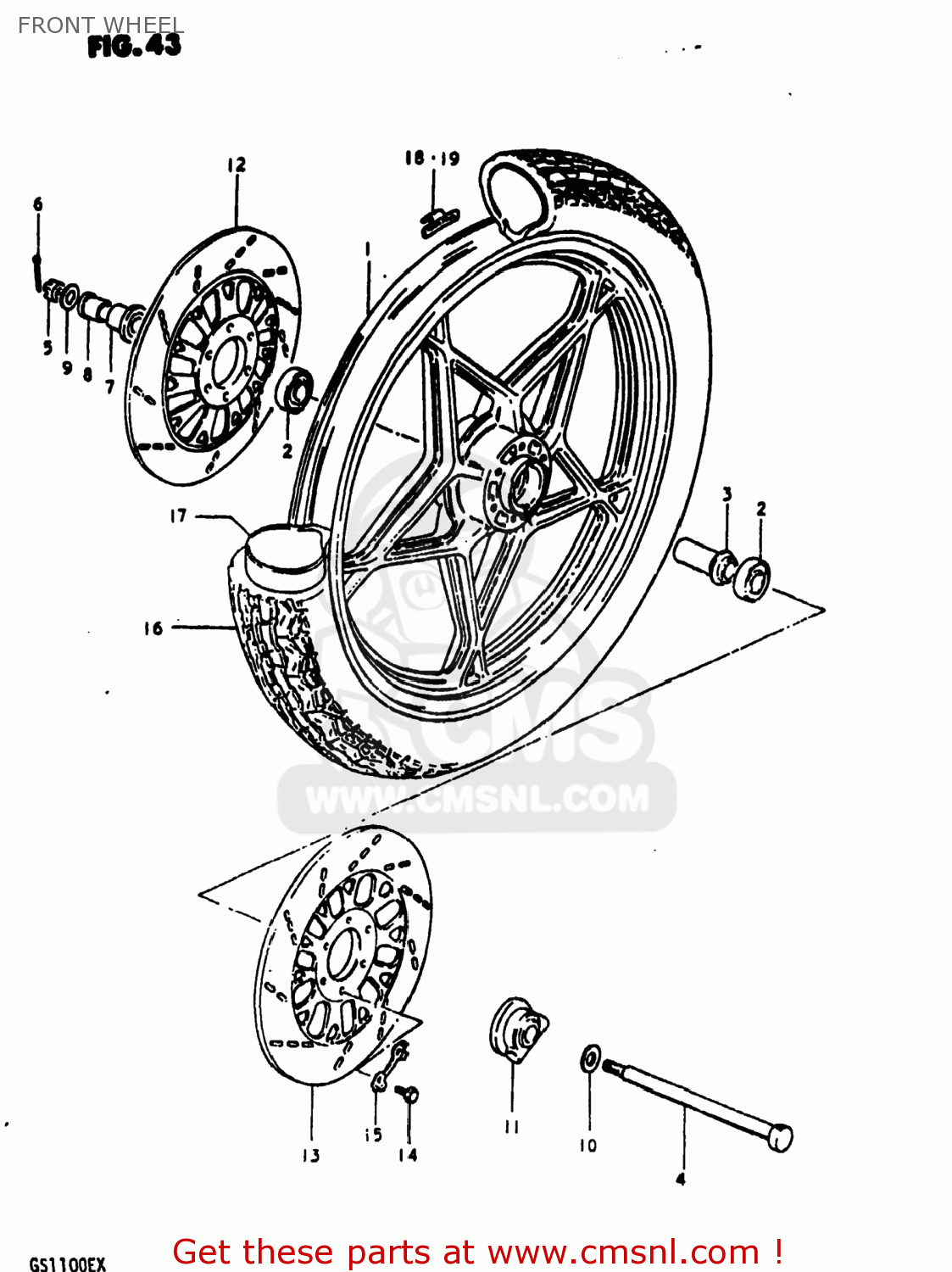 FRONT WHEEL GS1100E 1981 (X) USA (E03)