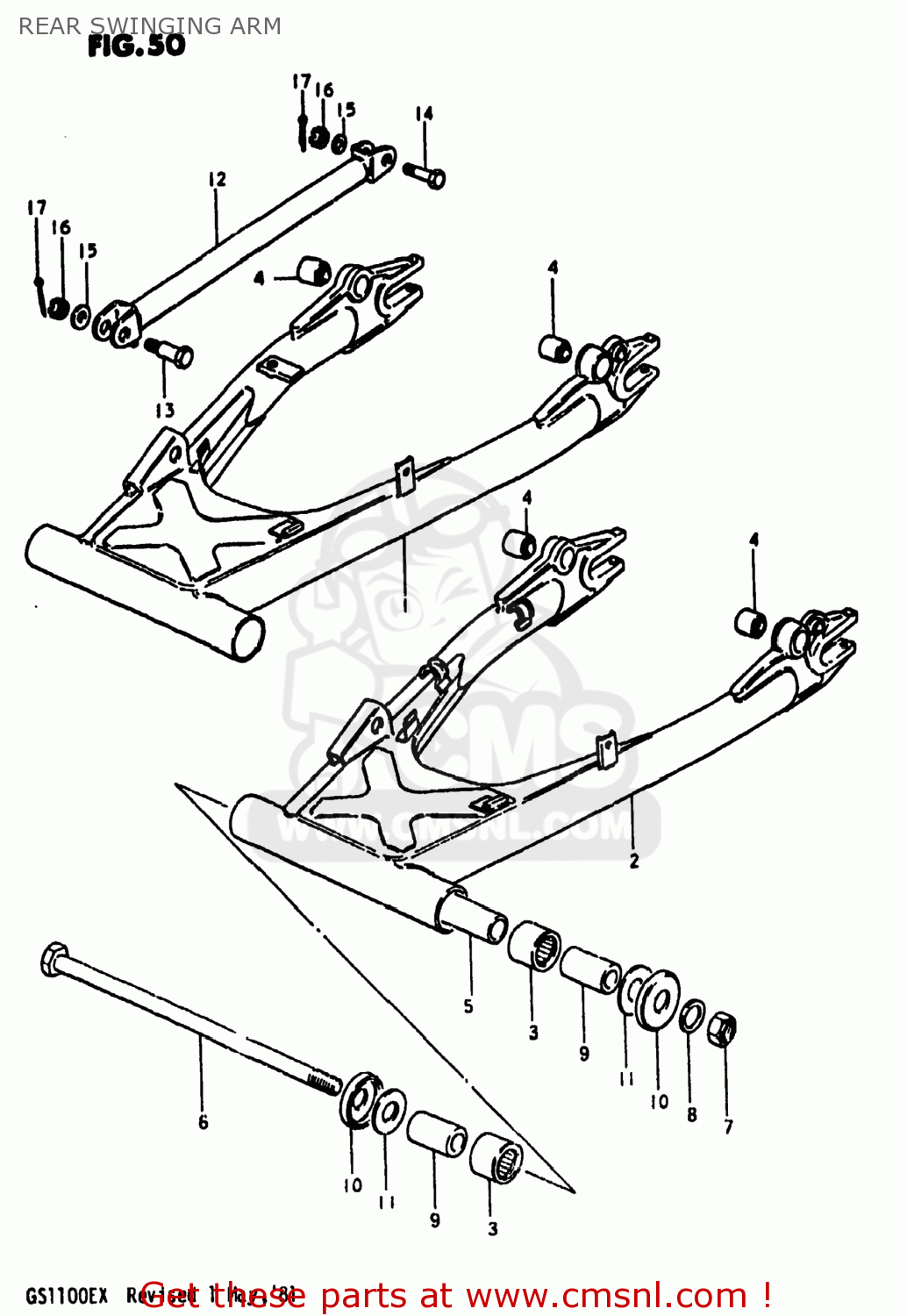REAR SWINGING ARM GS1100E 1981 (X) USA (E03)
