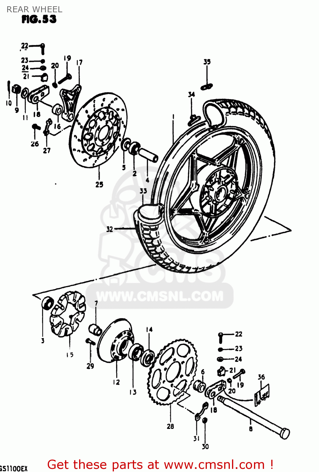 REAR WHEEL GS1100E 1981 (X) USA (E03)