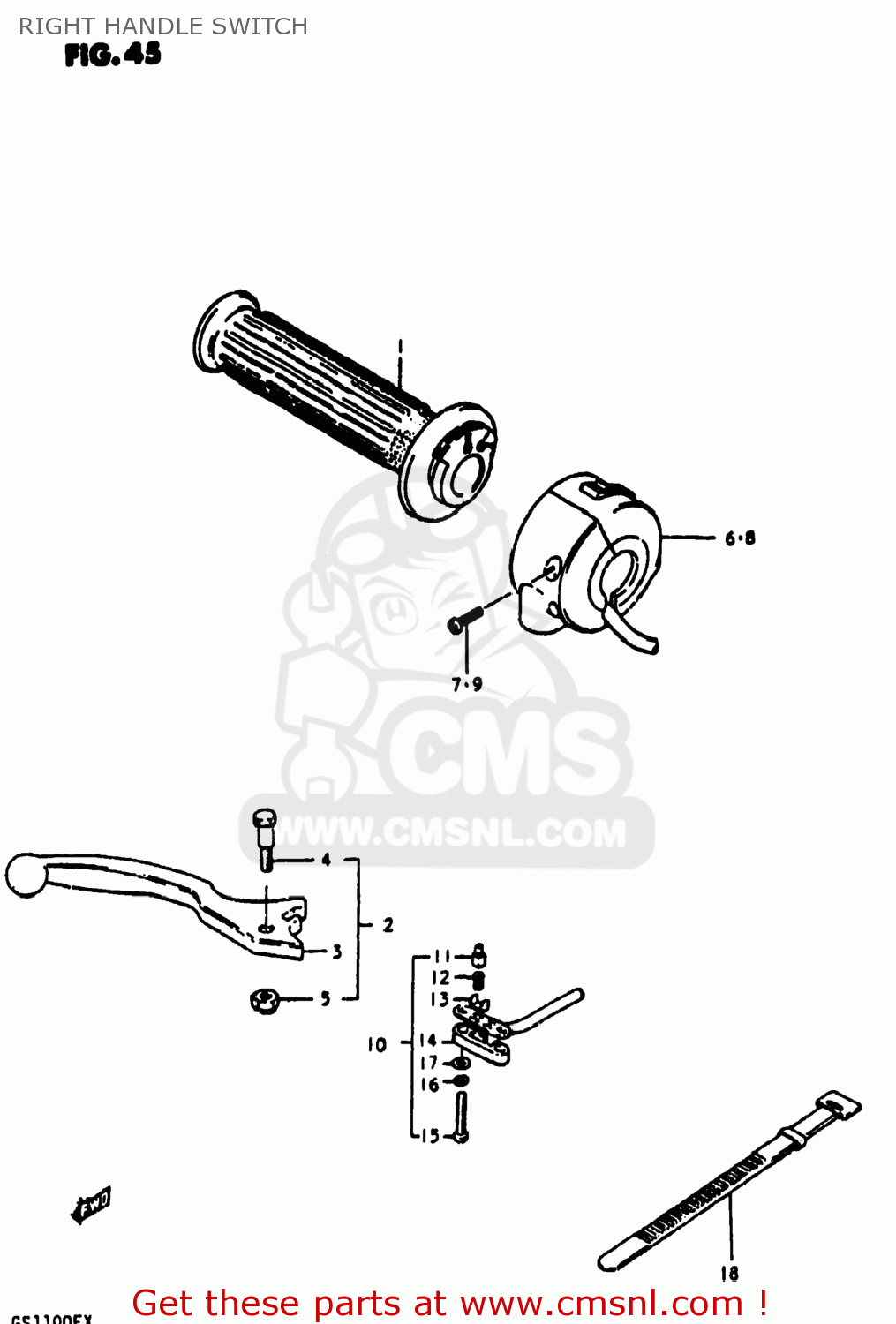 RIGHT HANDLE SWITCH GS1100E 1981 (X) USA (E03)