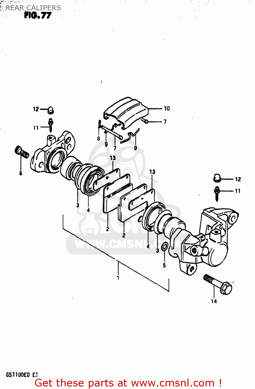 REAR CALIPERS GS1100E 1982 (Z) USA (E03)