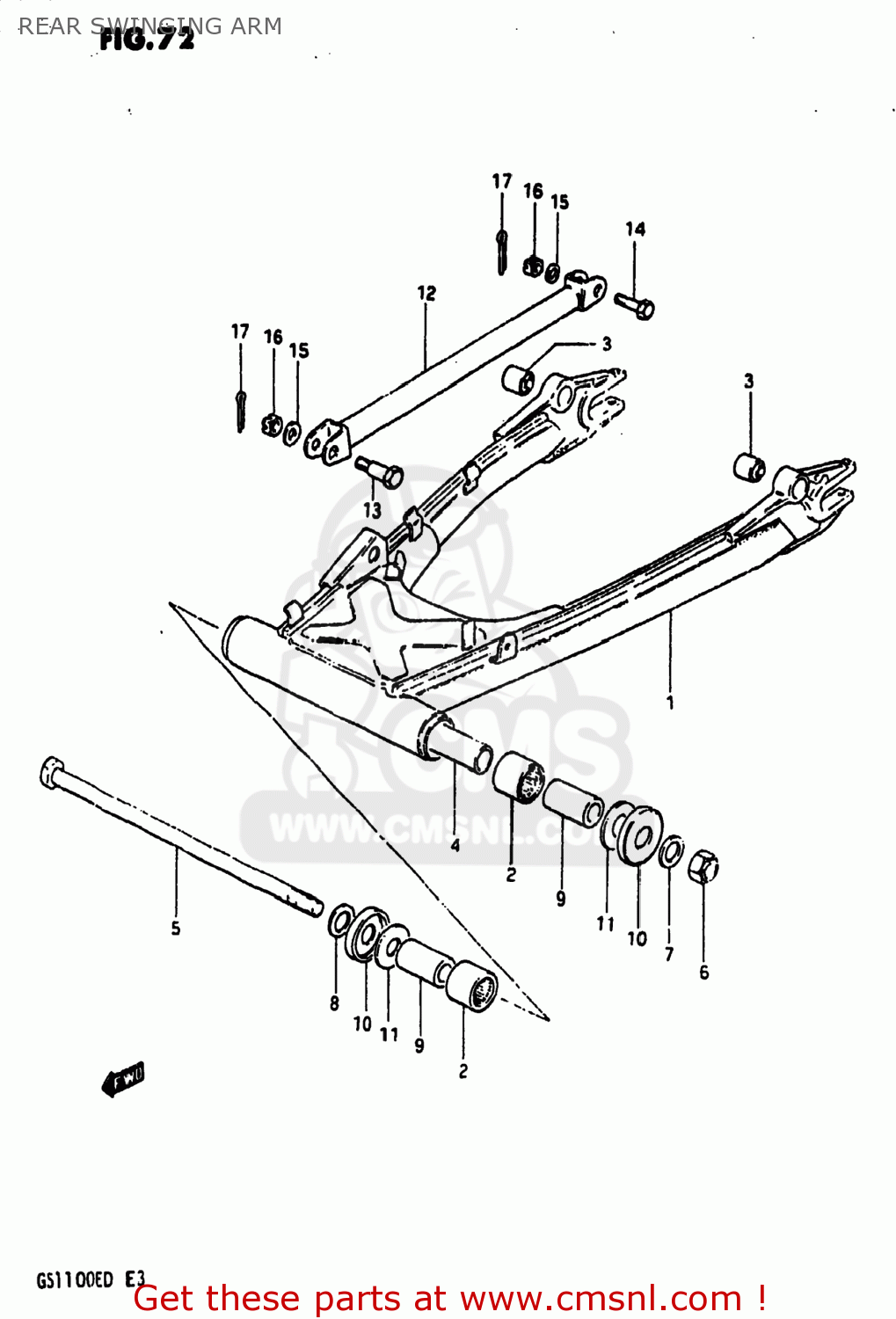 REAR SWINGING ARM GS1100E 1982 (Z) USA (E03)