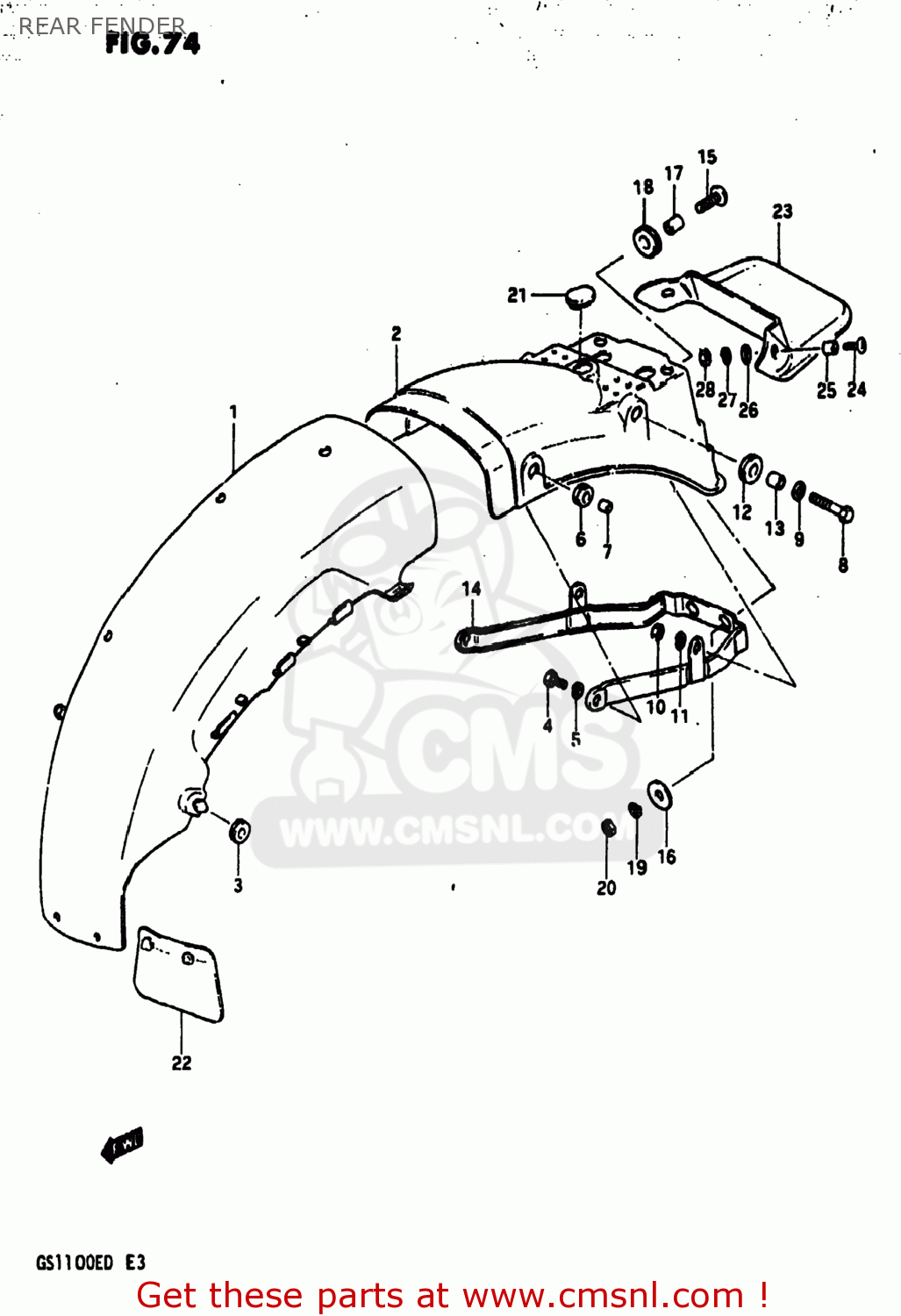 Suzuki GS1100E 1983 (D) USA (E03) REAR FENDER - buy original REAR ...