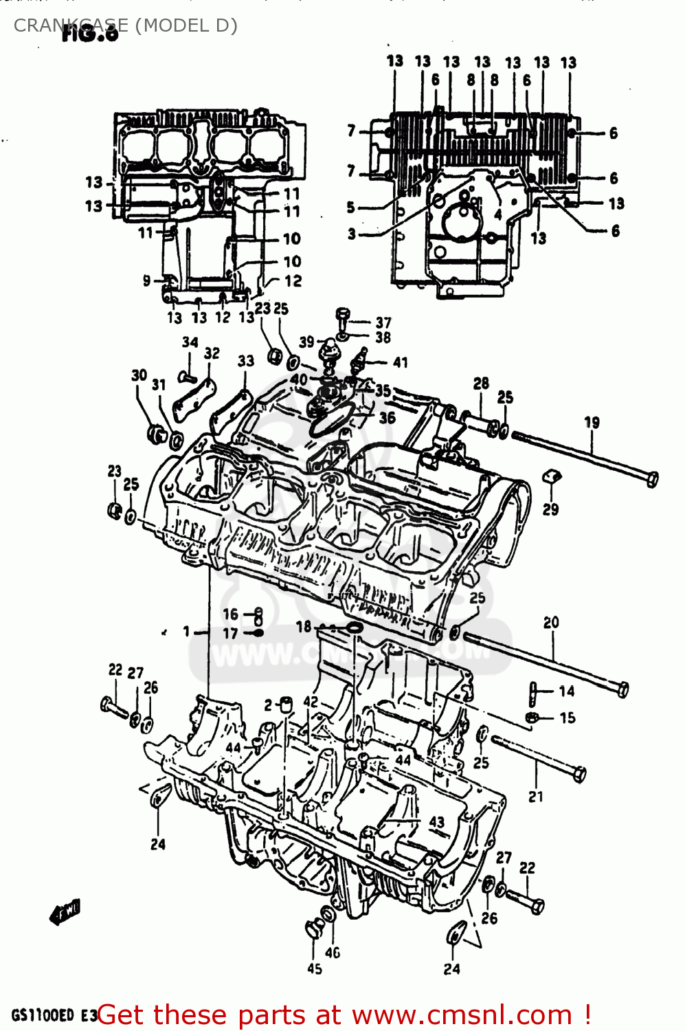 CRANKCASE (MODEL D) GS1100E 1983 (D) USA (E03)