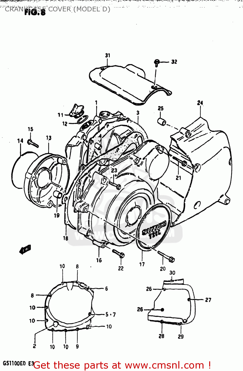 CRANKCASE COVER (MODEL D) GS1100E 1983 (D) USA (E03)