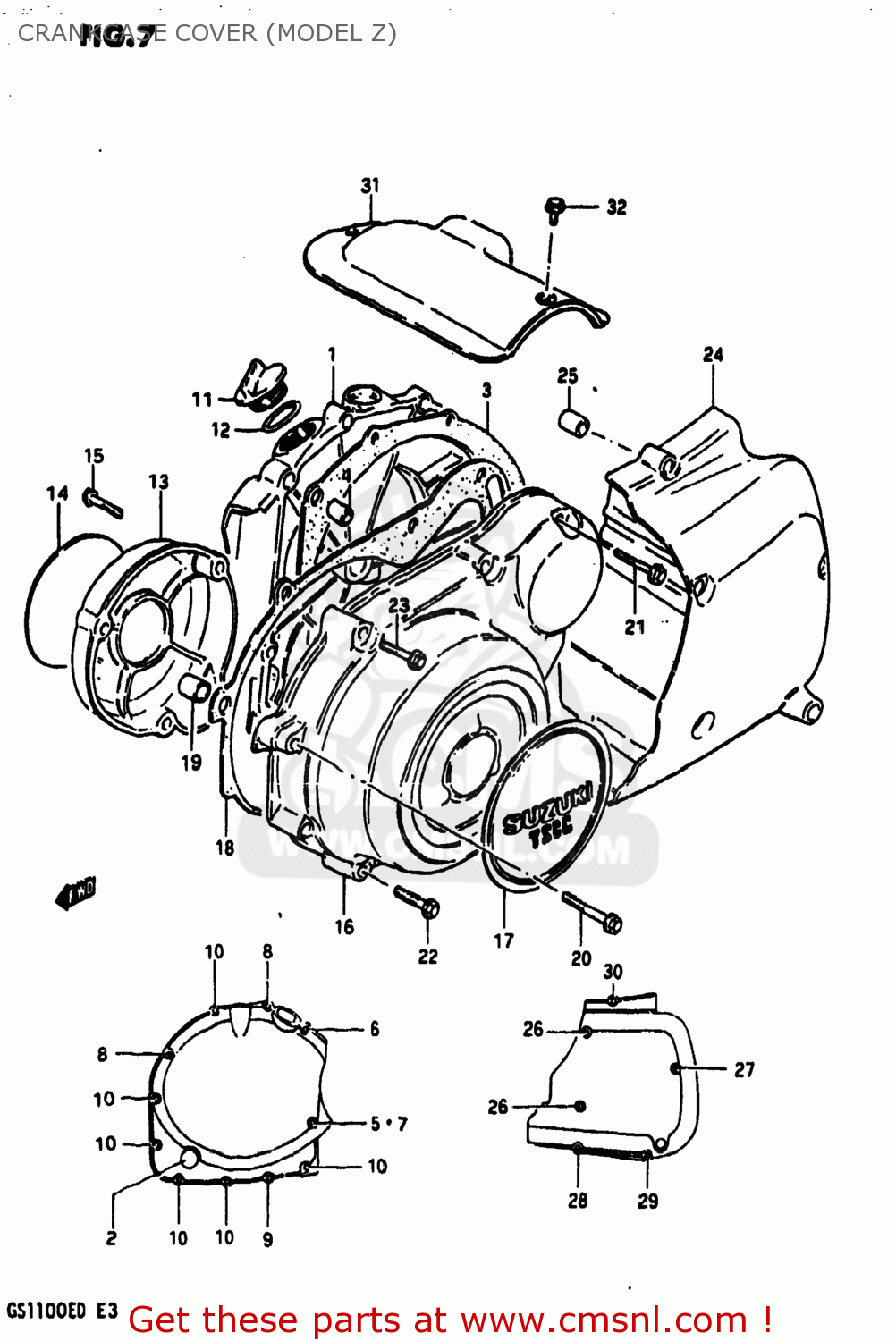 CRANKCASE COVER (MODEL Z) GS1100E 1983 (D) USA (E03)