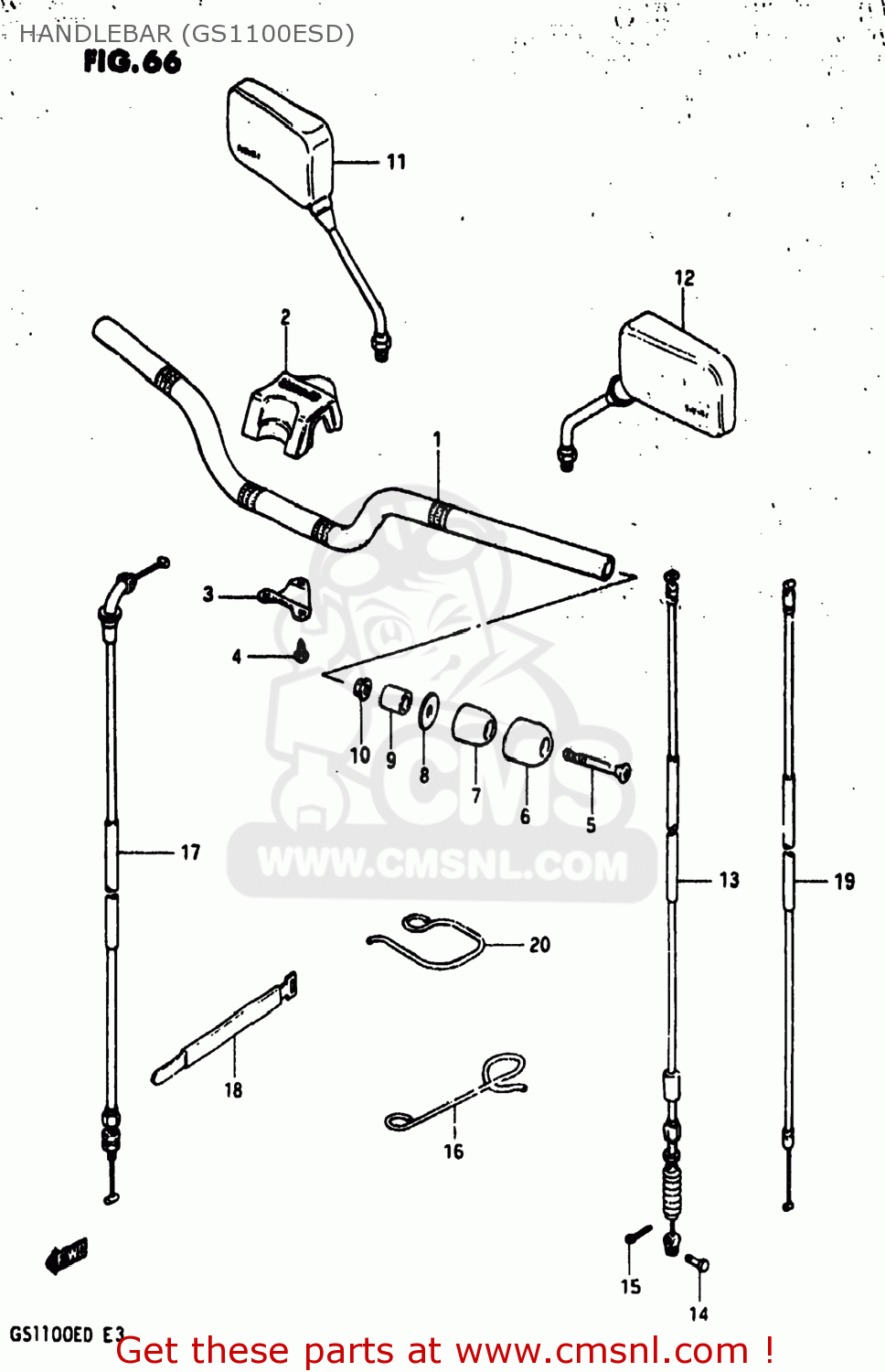 HANDLEBAR (GS1100ESD) GS1100E 1983 (D) USA (E03)