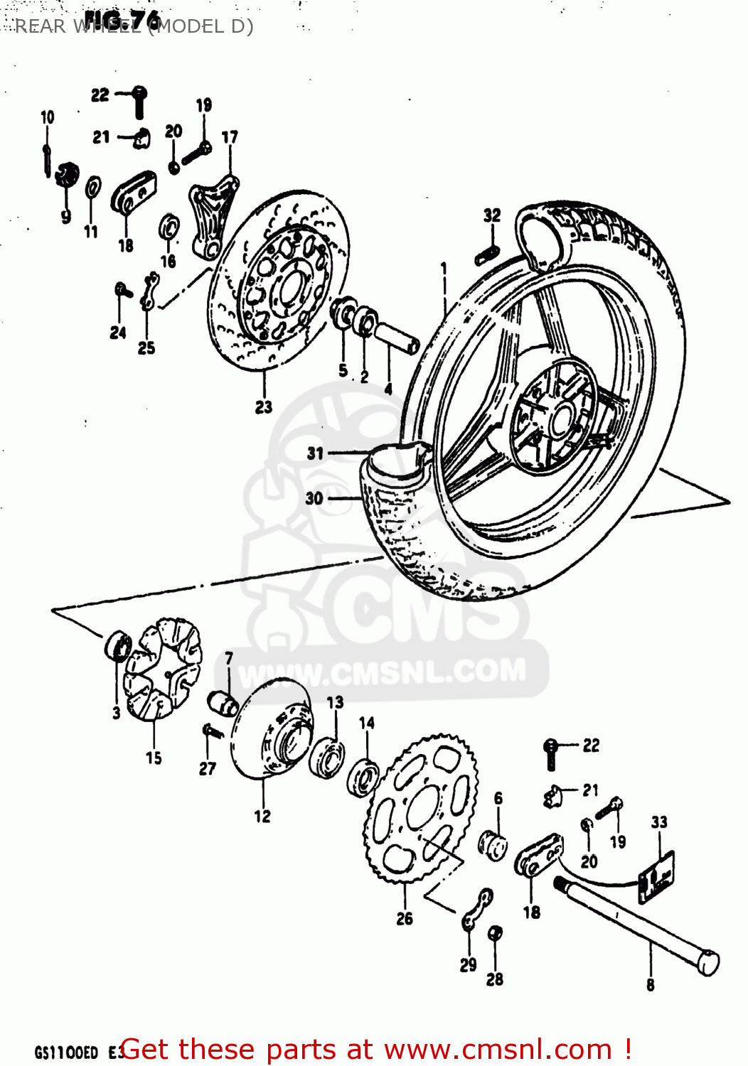 REAR WHEEL (MODEL D) GS1100E 1983 (D) USA (E03)
