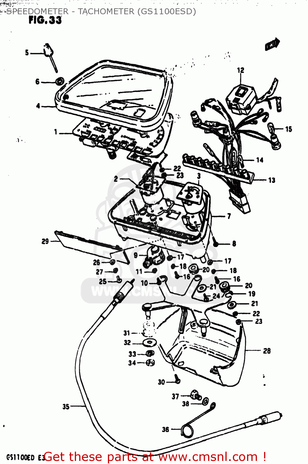 SPEEDOMETER - TACHOMETER (GS1100ESD) GS1100E 1983 (D) USA (E03)