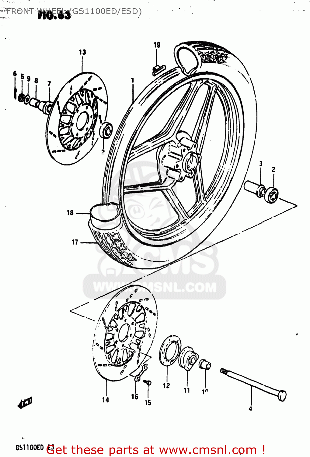 FRONT WHEEL (GS1100ED/ESD) GS1100ES 1982 (Z) USA (E03)