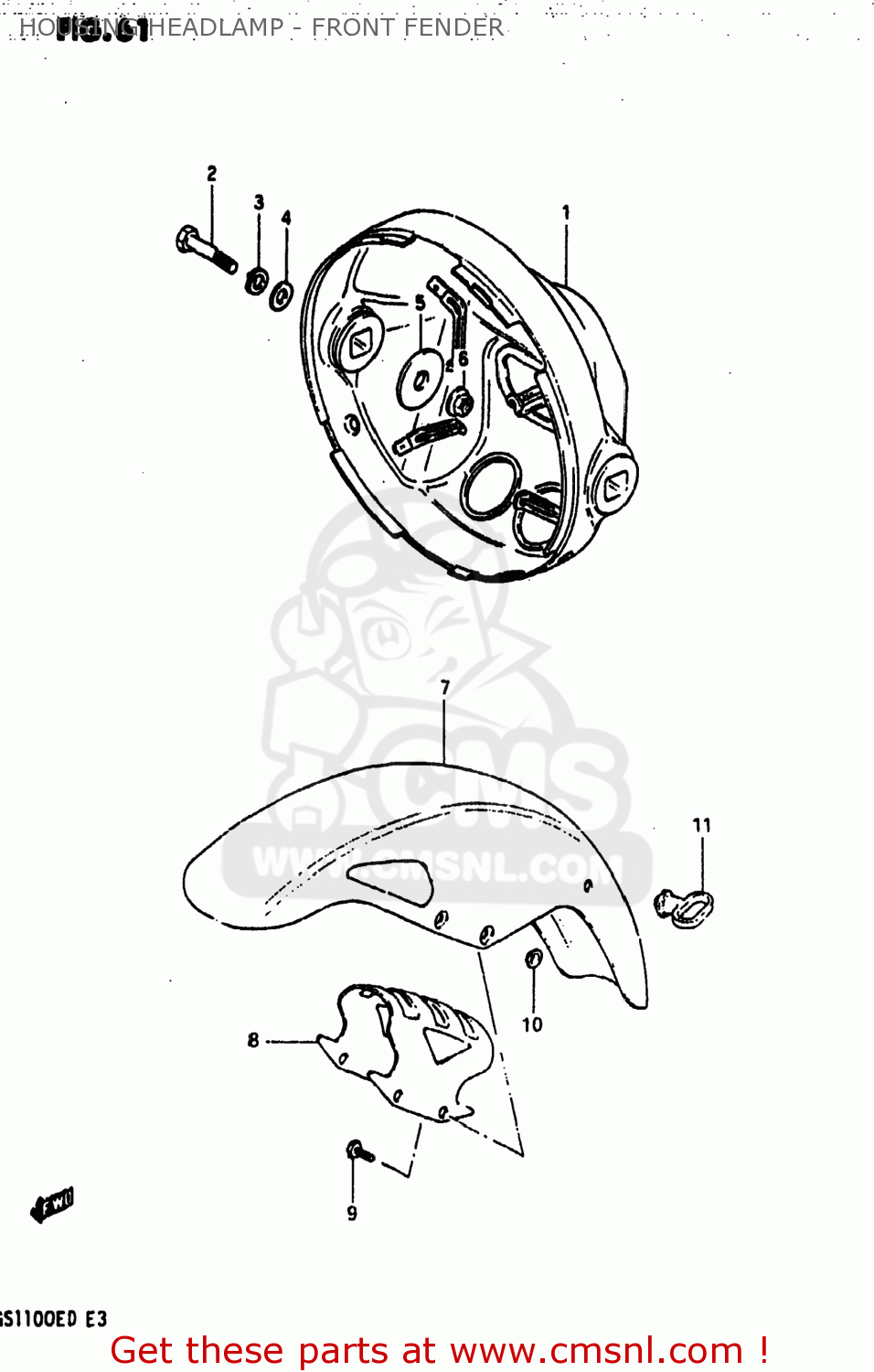 HOUSING HEADLAMP - FRONT FENDER GS1100ES 1982 (Z) USA (E03)