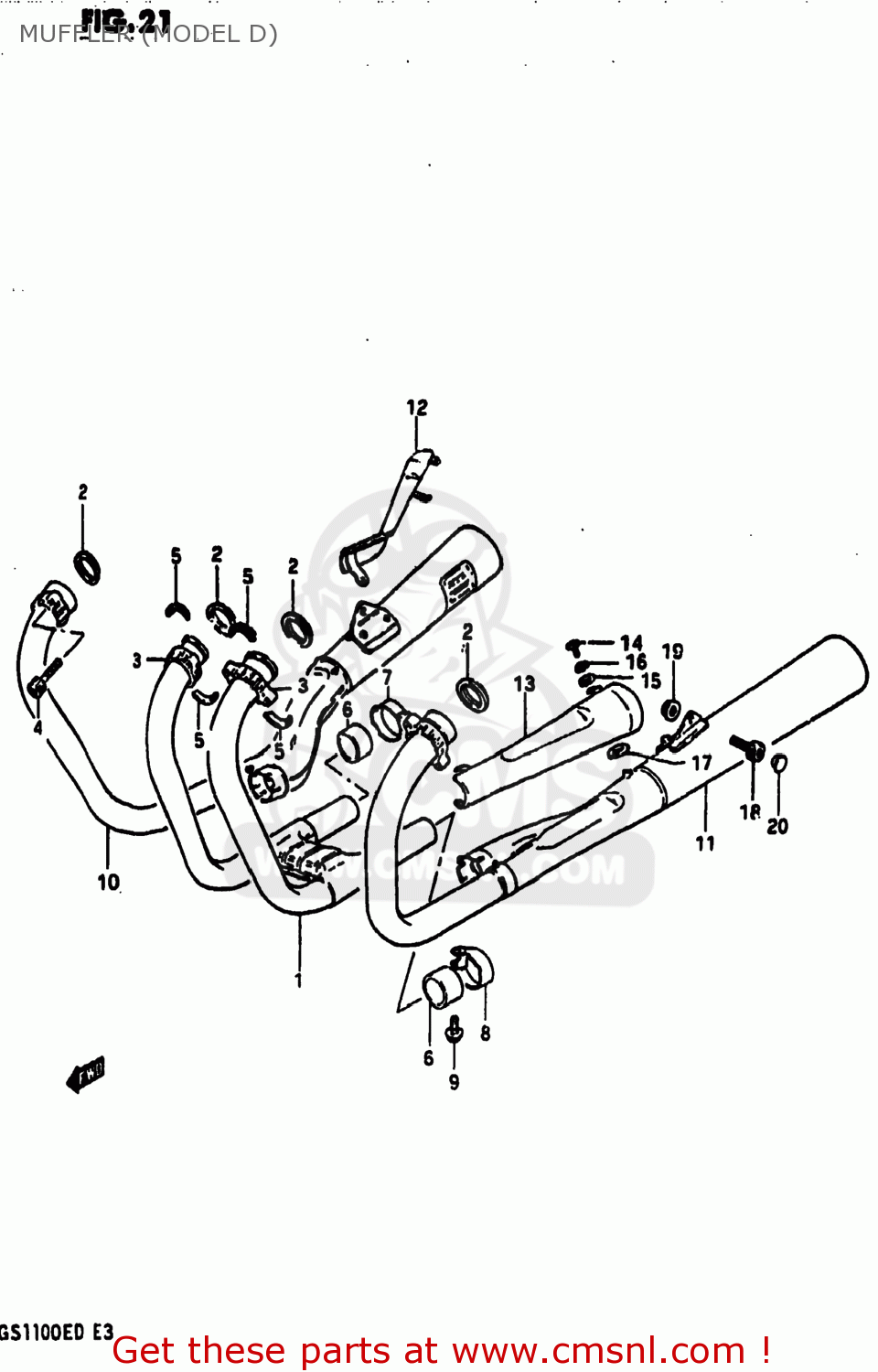 MUFFLER (MODEL D) GS1100ES 1982 (Z) USA (E03)