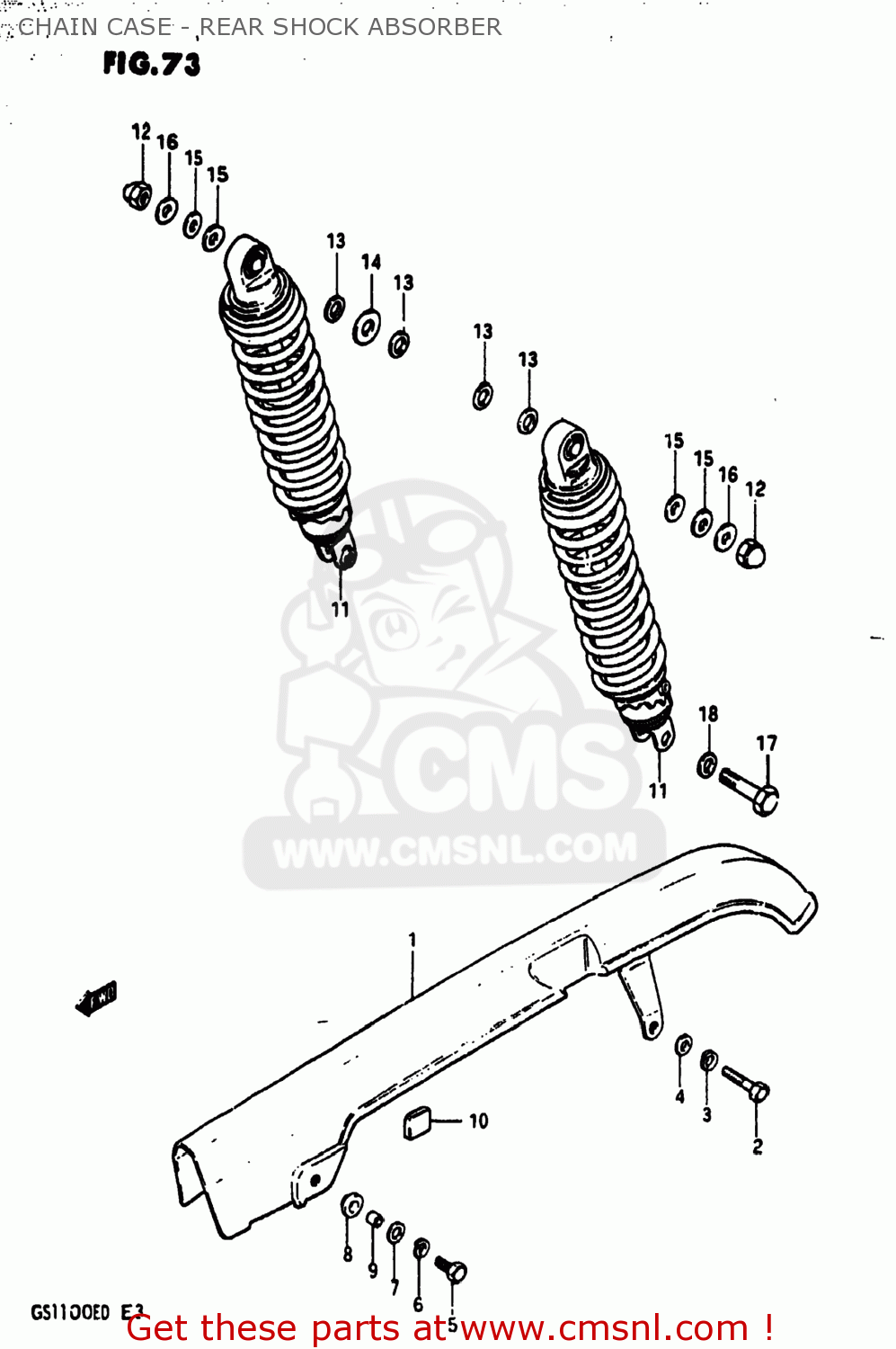 CHAIN CASE - REAR SHOCK ABSORBER GS1100ES 1983 (D) USA (E03)
