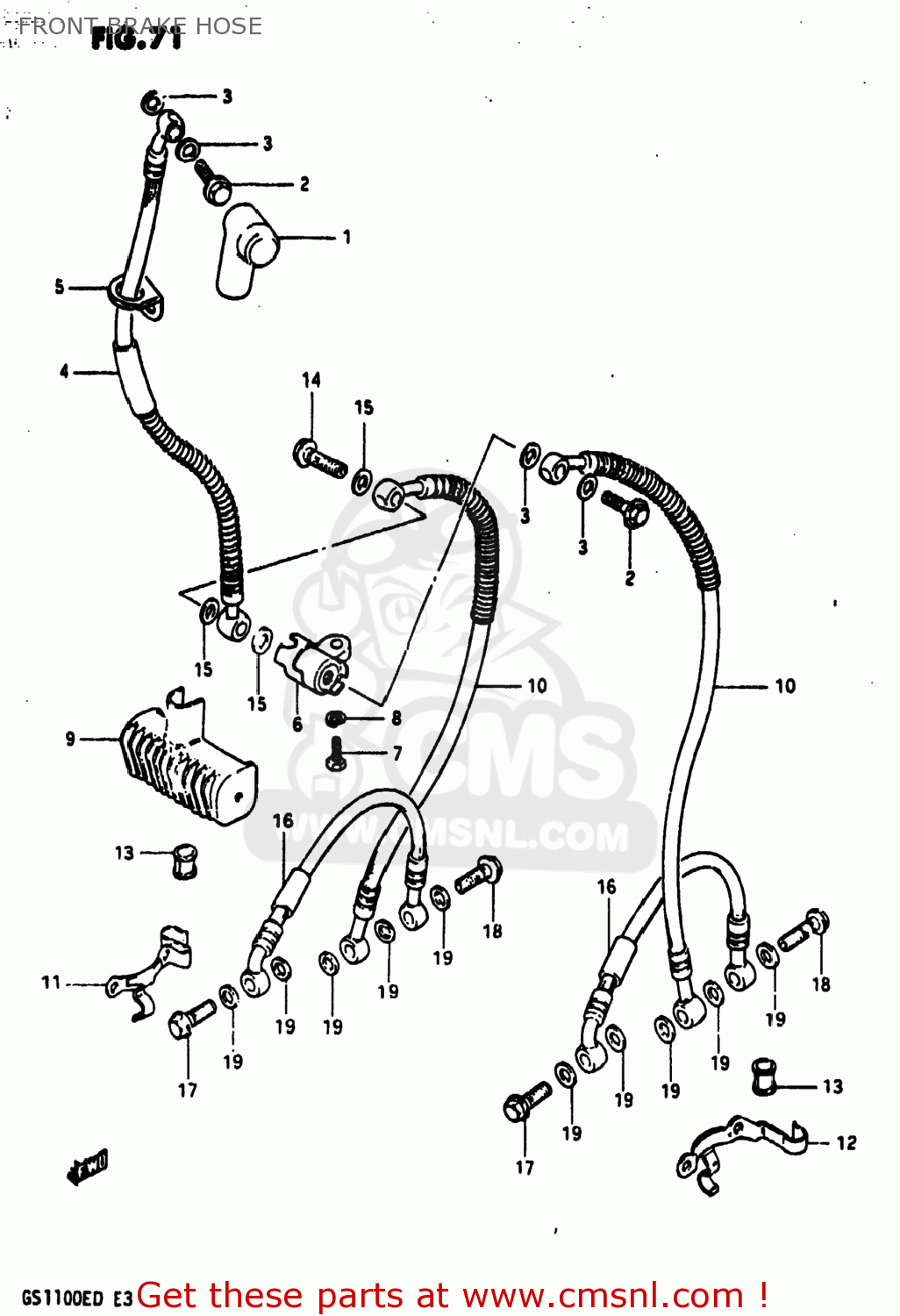 FRONT BRAKE HOSE GS1100ES 1983 (D) USA (E03)