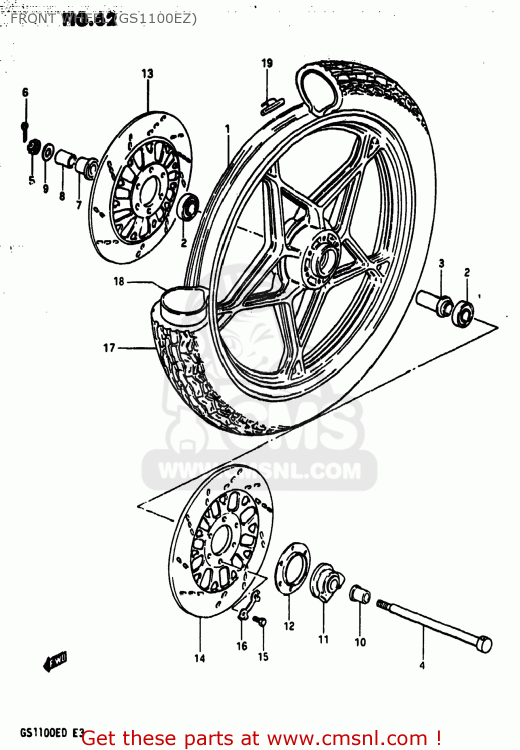 FRONT WHEEL (GS1100EZ) GS1100ES 1983 (D) USA (E03)